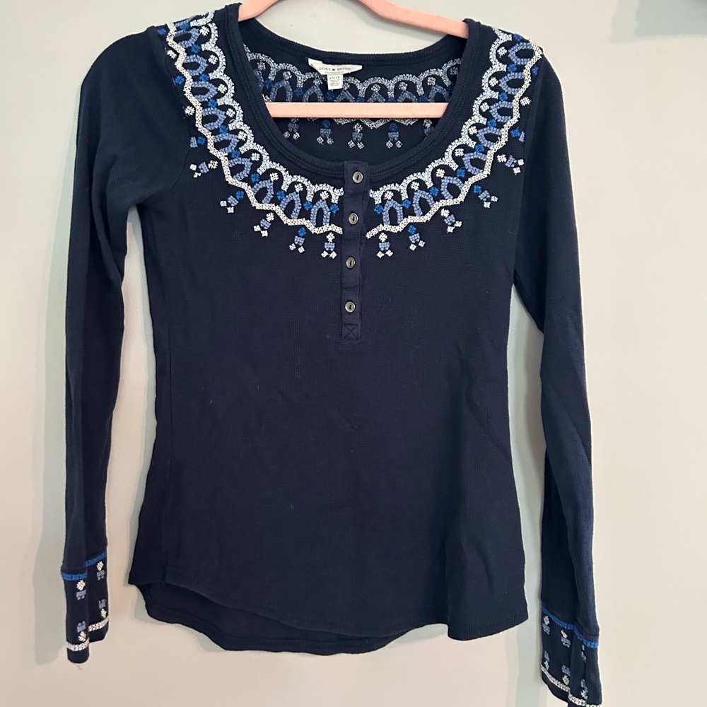 Lucky Brand thermal shirt with embroidery